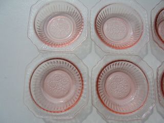 6 Vintage Mayfair Pink Depression Glass Cereal Bowls 5 1/2 