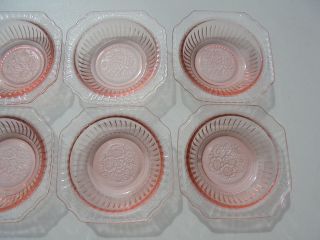6 Vintage Mayfair Pink Depression Glass Cereal Bowls 5 1/2 