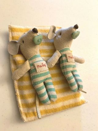Two Maileg Older Style Vintage Baby Mice