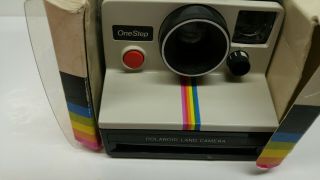Vintage Polaroid Onestep White Rainbow Stripe SX70 Instant Film Land Camera 4