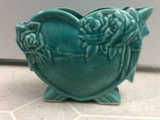 Vintage Mccoy Pottery Heart Planter Vase With Roses Circa 1940 