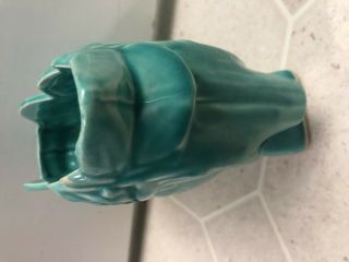 Vintage McCoy Pottery HEART Planter Vase With Roses Circa 1940 ' s Blue Turquoise 8