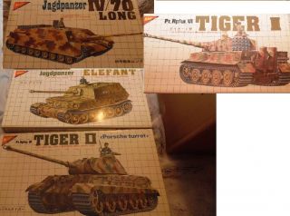 Nichimo Ww2 German Tank Kits (4) Vintage Plastic Kits