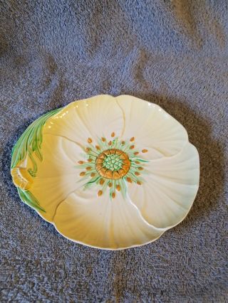 Vintage England Carltonware Plated Dish Poppy Flower Yellow Green Australian Evc