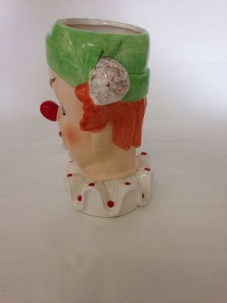 Vintage Napco Ware Made in Japan Clown Head Vase,  Orange,  Green 2