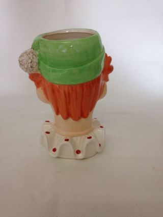 Vintage Napco Ware Made in Japan Clown Head Vase,  Orange,  Green 3