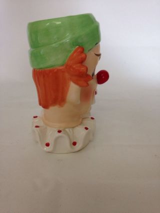 Vintage Napco Ware Made in Japan Clown Head Vase,  Orange,  Green 4