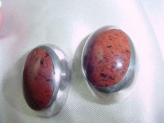 Vintage Mexico Taxco 925 Sterling Silver Mahogany Obsidian Post Earrings 1754 2