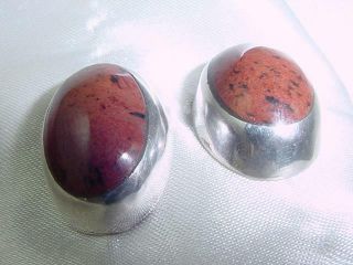 Vintage Mexico Taxco 925 Sterling Silver Mahogany Obsidian Post Earrings 1754 4