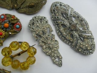 Vintage costume jewellery art deco bakelite dress clips brooch diamante repair 4