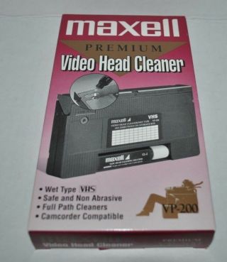 Maxell Premium Video Head Cleaner Wet Type Vp - 200 Vhs Camcorder Head Cleaner Vtg
