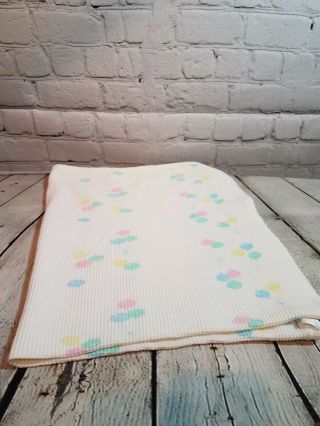 Vintage Baby Morgan Blanket With Pastel Balloons Waffle Weave 100 Cotton