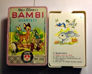 WALT DISNEY‘S BAMBI QUARTETT SCHMID CARD GAME - PLAYING CARDS - VINTAGE 5
