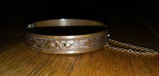 Vintage Copper Whiting Davis Hinged Bracelet With Safety Chain
