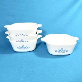 Set Of 4 Vintage Corning Ware Blue Cornflower 2 3/4 2.  75 Cup Dishes P43 B