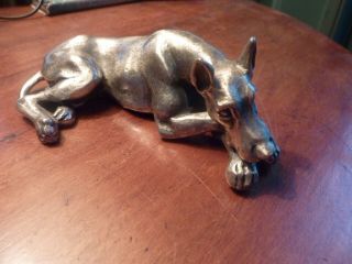 Vintage Italy Peltro pewter paperweight Great Dane dog 5 inches 5