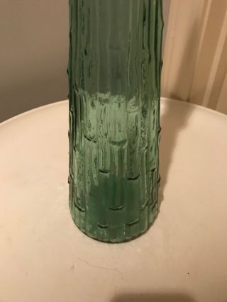 Vtg Mid Century Green Glass Genie Bottle With Stopper Empoli? 2