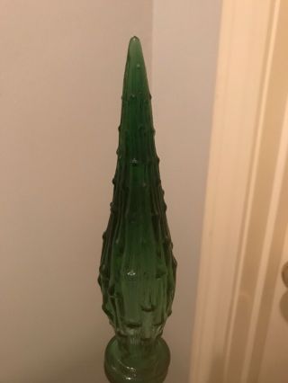 Vtg Mid Century Green Glass Genie Bottle With Stopper Empoli? 4