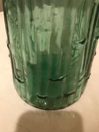 Vtg Mid Century Green Glass Genie Bottle With Stopper Empoli? 6