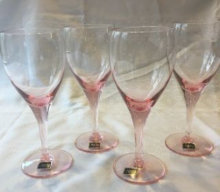 Vintage Mikasa Elegance Elegant Rose Wine Glasses Set Of 4