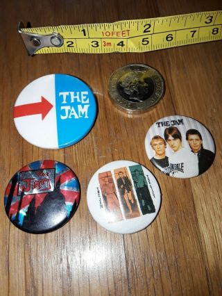 4 X Vintage 1970s/80s Metal The Jam Badge Punk Rock Weller Mods Badge