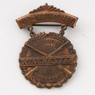 Vintage Winchester Junior Rifle Corps Pro - Marksman Brass Pin Award 1.  75 " L