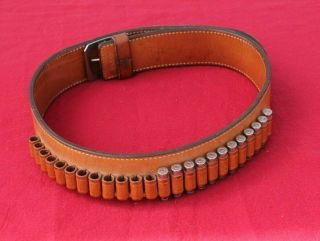 Vintage Ammo Ammunition Leather Belt Bianchi 24 Pistol Cartridges