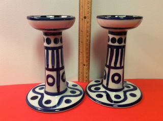VTG Dansk International Arabesque Set of Two Hand Painted Candle Holders Japan 2