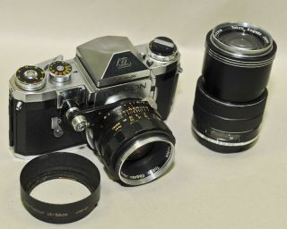 Vintage Topcon Automatic Slr Camera Topcor 5.  8cm 1.  8 & 13.  5cm 3.  5 Lens Fix/parts