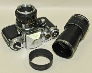 Vintage TOPCON Automatic SLR Camera topcor 5.  8cm 1.  8 & 13.  5cm 3.  5 Lens FIX/PARTS 2