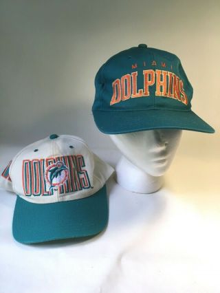 Miami Dolphins Nfl Football Vintage Snapback Hat Cap Starter Set Of 2 - Korea