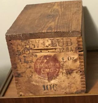 Remington Umc Vintage Wooden 12 Ga Ammo Box Empty 6 W/lid