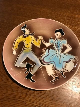 Vintage Mid Century Sascha Brastoff Country Western Square Dance Plate Signed