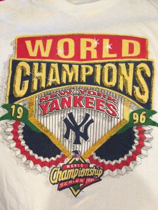 Vintage 1996 York Yankees World Series Champions T - Shirt M