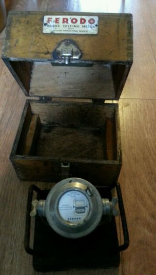 Vintage Boxed Ferodo Brake Tester/testing Meter,  Mounting Block: Box