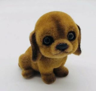 Vintage Josef Originals Brown Flocked Big Eyes Fuzzy Puppy Dog With Gold Seal