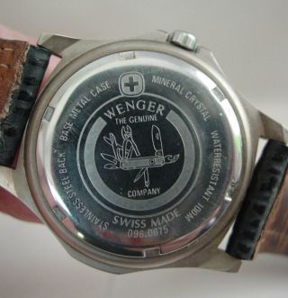 Vintage Wenger S.  A.  K.  Swiss 100M Diver Wristwatch w/Leather Band 3