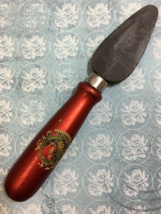 Vintage Carborundum - German Label - Wood Handle Knife Razor Blade Stone Tool