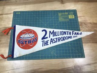 Vintage 1965 2 Millionth Fan Astrodome Houston Astros Pennant