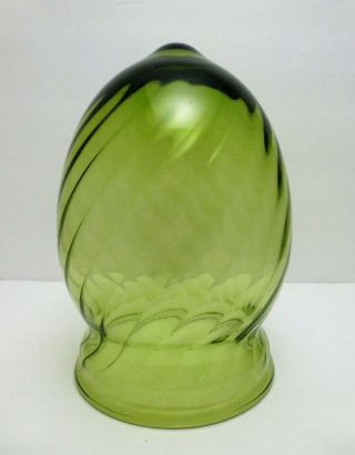 Vintage Retro Avocado Green Swirled Art Glass Ceiling Light Globe