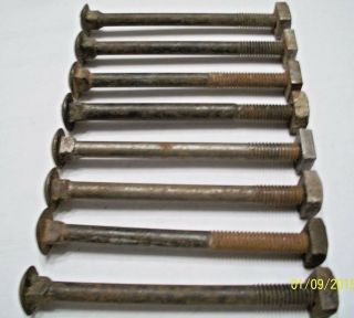 8 - Vintage 5/16 " X 4 " Carriage Bolts With Their Orig.  Square Nuts,  Light Rust