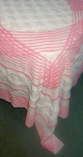 Vintage Cotton Flower Basket Chenille Full Bedspread 100 x 86 4