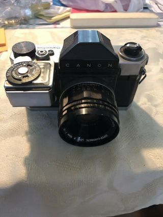Canonflex Camera Body W/50 Mm F/1.  8 Lens,  Meter,  Viewfinder.  Not