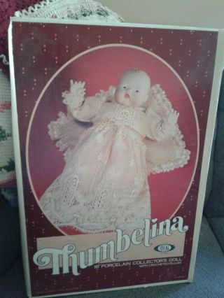 Vintage 1983 Ideal Toy Corp Cbs Toys Thumbelina Doll 18 " With Pillow And Bottle