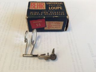 Vintage Behr Double Loupe Jewelers Clip On Model 55 Universal