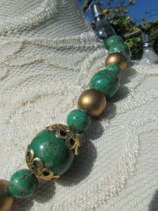 Vintage Art Deco Peking Glass & Gold Tone Bead Necklace 3