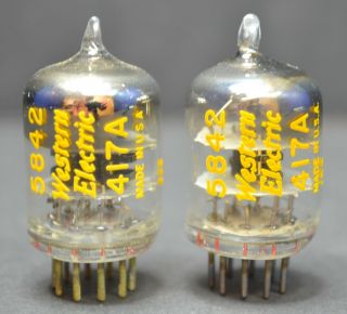 Western Electric We - 417a 5842 Nos Perfect Matched Pair - Close Codes From 1950s