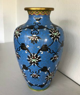 Vintage Blue Chinese Cloisonne Vase – 12”