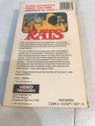 Vintage Horror VHS RATS 1983 Cult 80’s Gore 2
