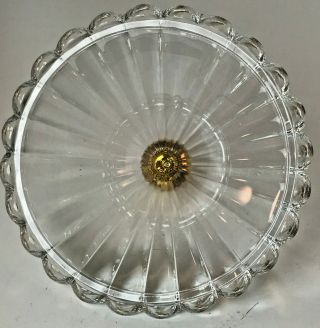 Vintage Lead Crystal CAROUSEL Dish With Lid Raised Frosted Designs Gold Accents 5